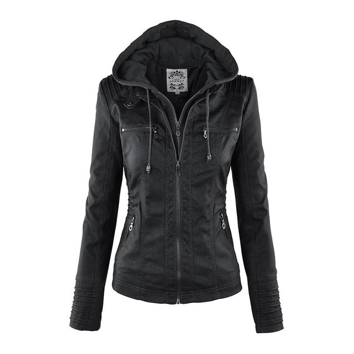 Elora | Chic Hooded Leather Jacket
