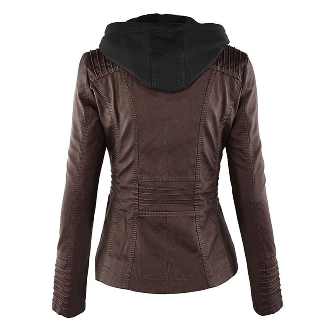 Elora | Chic Hooded Leather Jacket