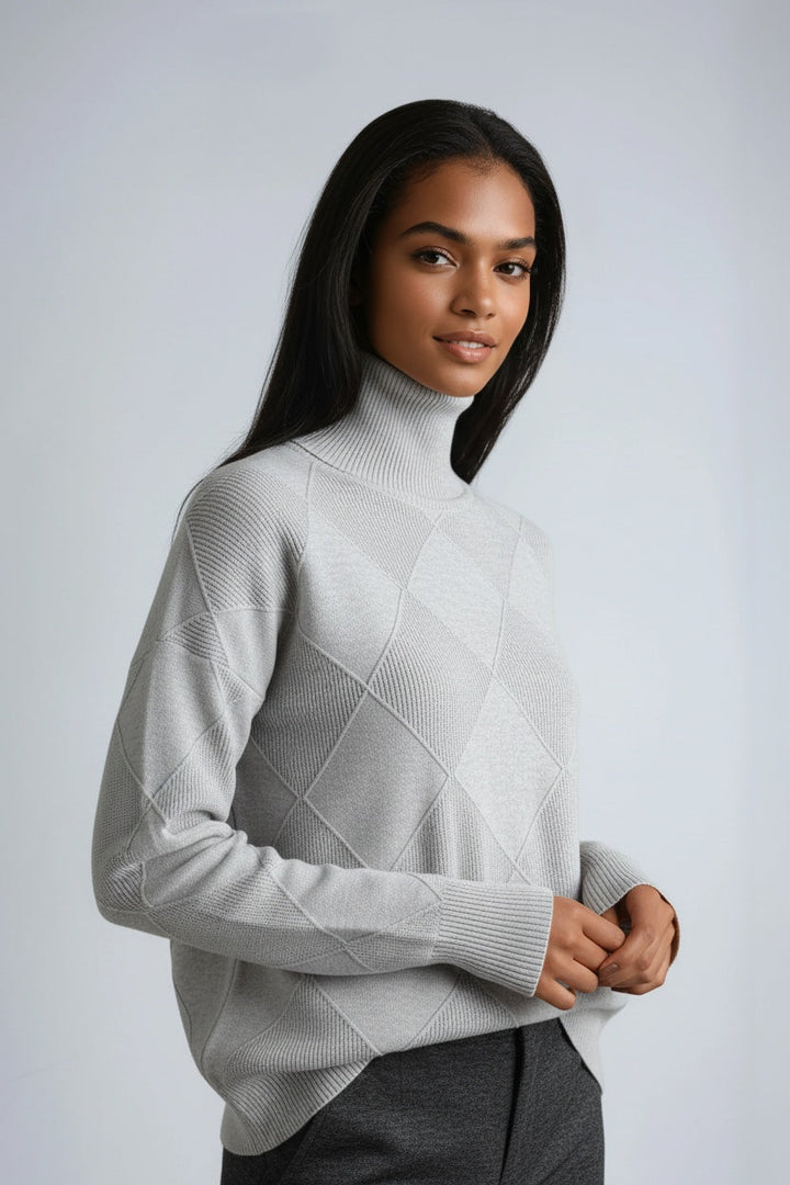 Sky | Turtleneck Sweater with Diamond Pattern